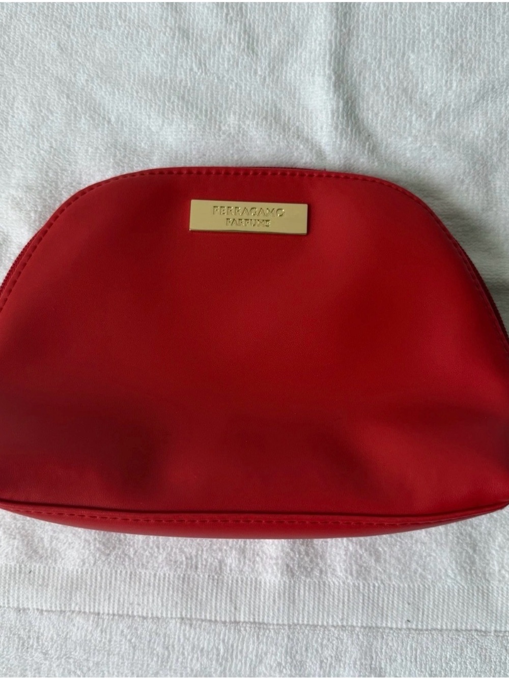 Salvatore Ferragamo Red Cosmetic Pouch with Gold Plate